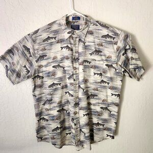 Pendleton Men’s Button Up Fly Fishing Short Sleeve Size XL Trout Shirt Dry Fly